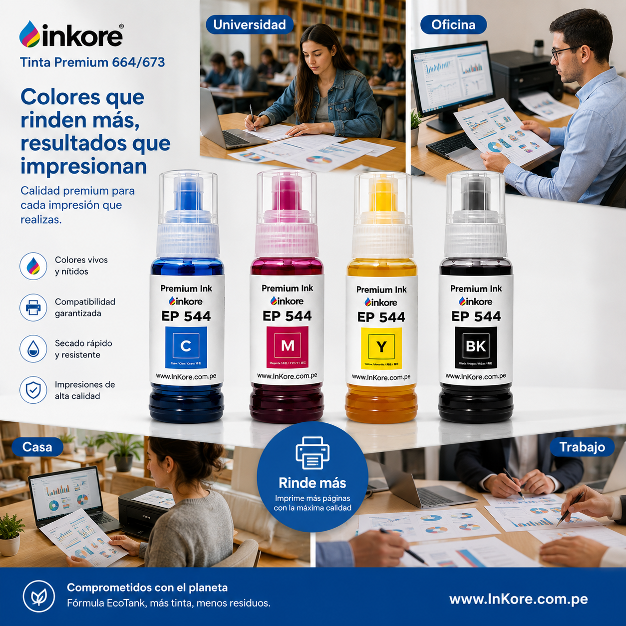 Pack Tintas Inkore para Epson Serie 504-544
